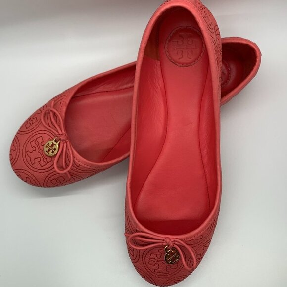 Rose Petal Pink Tory Burch Embroidered flat 8.5 - Picture 1 of 5